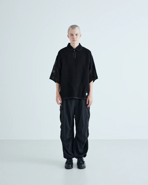 ARMY TWILL  COTTON MESH PO SHIRT AM-2613004 BLACK