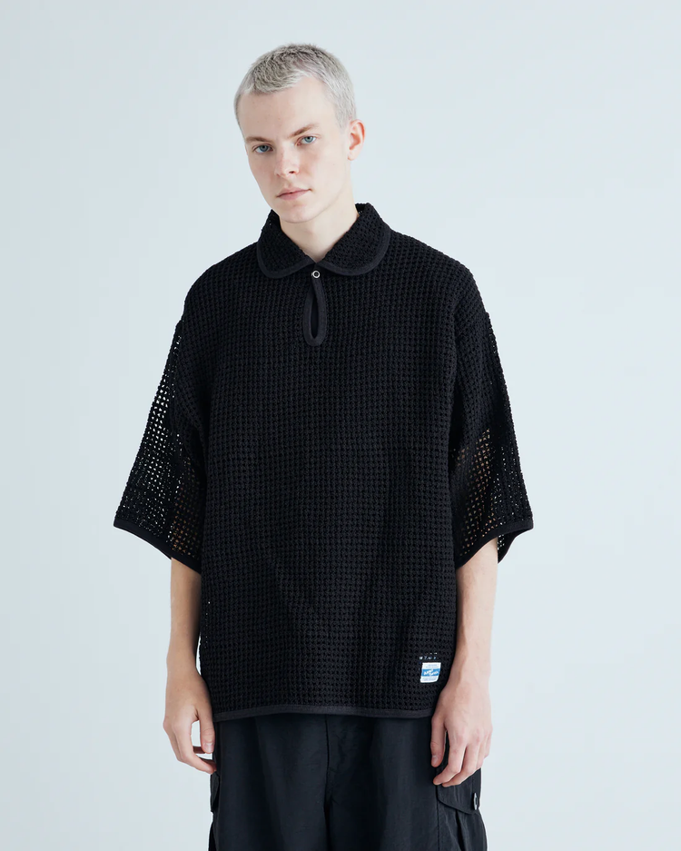 ARMY TWILL  COTTON MESH PO SHIRT AM-2613004 BLACK
