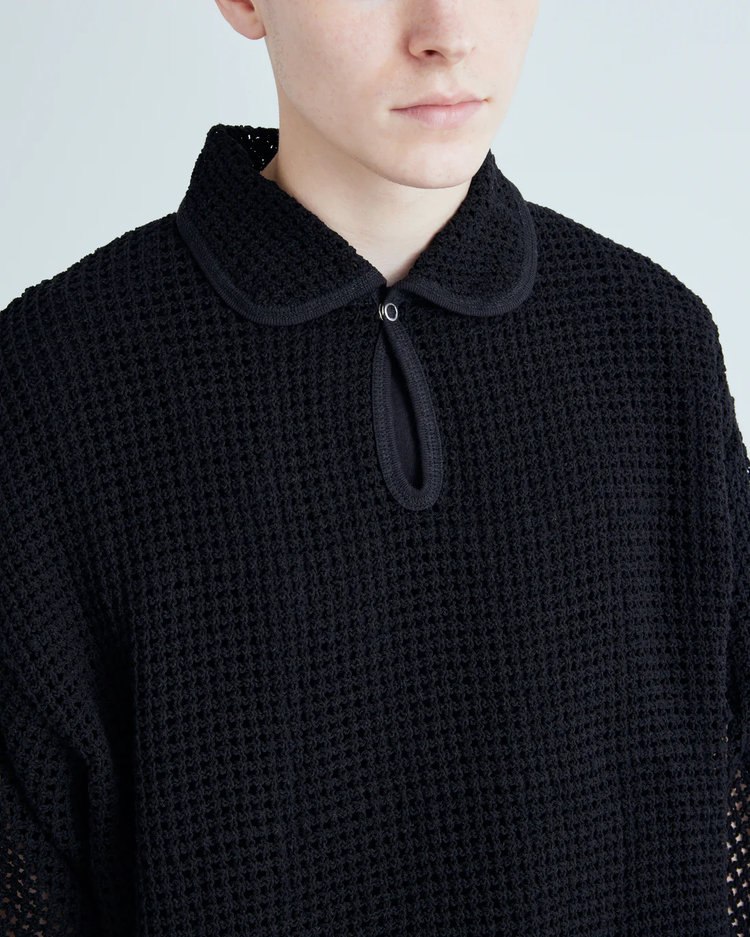 ARMY TWILL  COTTON MESH PO SHIRT AM-2613004 BLACK