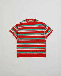 THE SHINZONE / MULTI STRIPED CREW NECK KNIT 24 RED