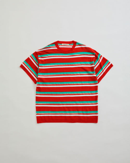 THE SHINZONE / MULTI STRIPED CREW NECK KNIT 24 RED