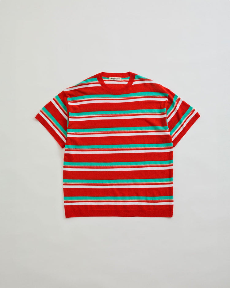 THE SHINZONE / MULTI STRIPED CREW NECK KNIT 24 RED