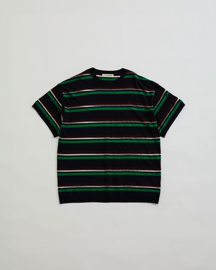 THE SHINZONE / MULTI STRIPED CREW NECK KNIT 85 NAVY