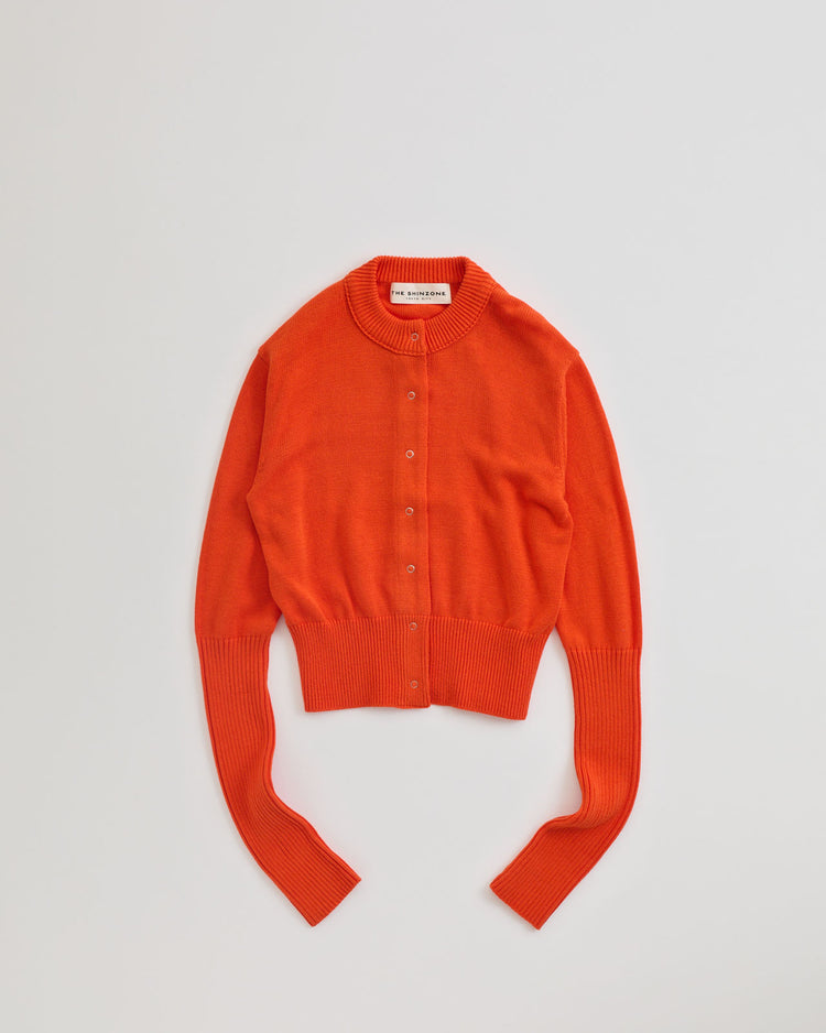 THE SHINZONE  COTTON LONG RIB CARDIGAN 24 RED