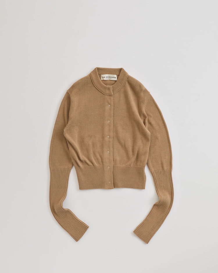 THE SHINZONE COTTON LONG RIB CARDIGAN 41 BEIGE