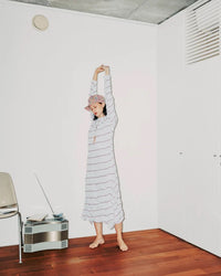 MEYAME   TUCKED JACQUARD BORDER DRESS HEATHER GREY