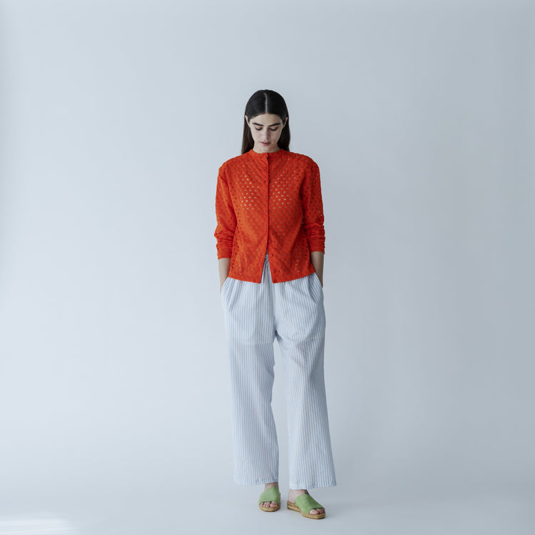 MEYAME / FRONT &amp; BACK LACE PULLOVER ORANGE