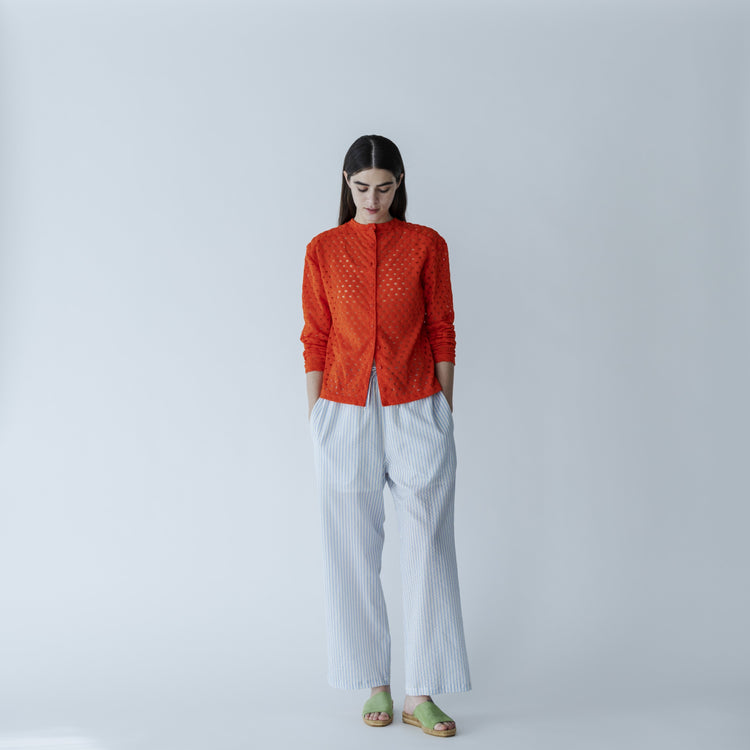 MEYAME / LIGHT COTTON STRIPE PANTS BLUE