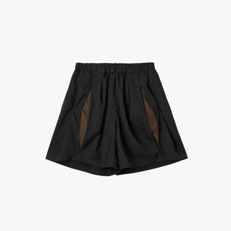 UNTRACE Knee Shorts _263 BLACK/DARK BROWN