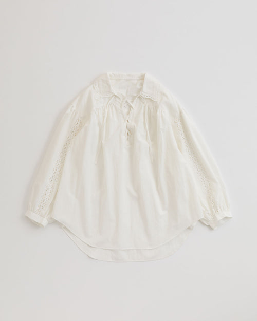 THE SHINZONE  LACE-UP BLOUSE 01 WHITE