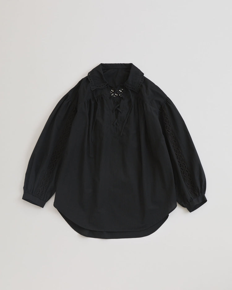 THE SHINZONE  LACE-UP BLOUSE 07 BLACK