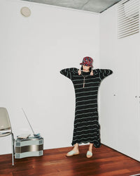 MEYAME TUCKED JACQUARD BORDER DRESS BLACK