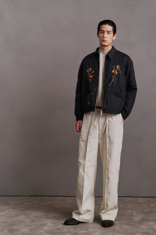 OLD JOE BRAND   QUILTED SOUVENIR JACKET ONYX (Pair of Monkey on Persimmon Tree/柿の木につがいの日本猿）262OJ-JK15