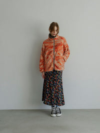 MEYAME PRINT SOLID REVERSIBLE FLEECE JACKET MEY-2511 ORANGE
