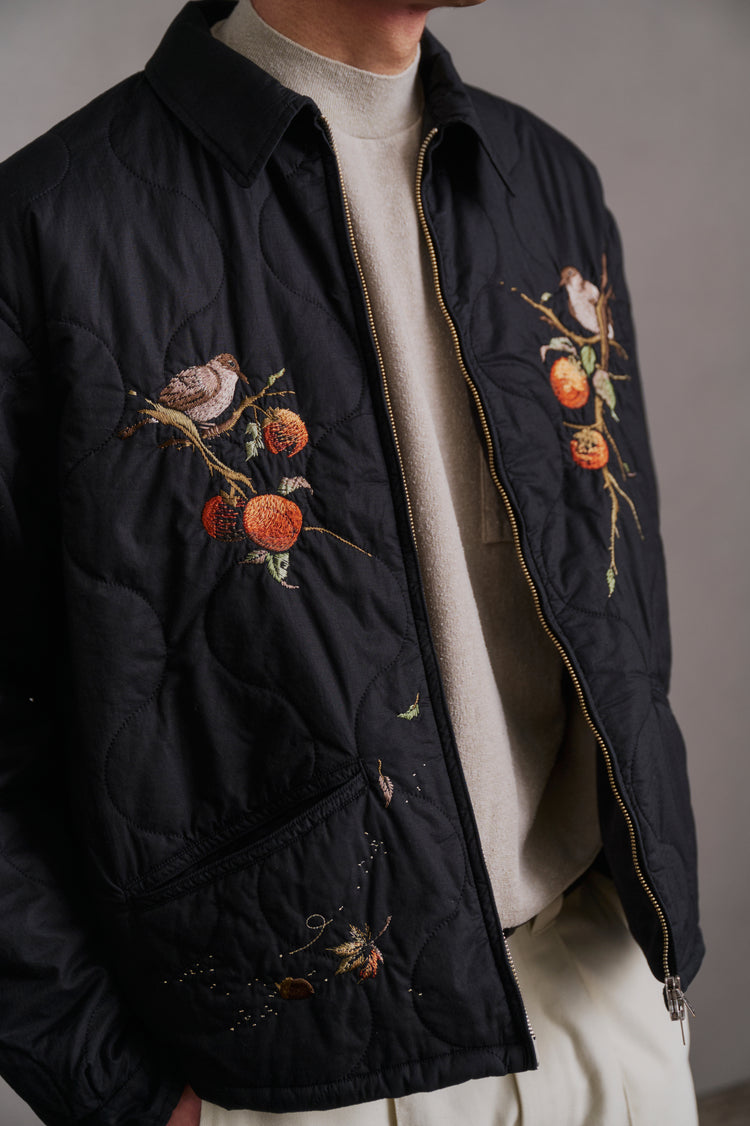 OLD JOE BRAND QUILTED SOUVENIR JACKET ONYX (Pair of Monkey on Persimmon Tree) 262OJ-JK15