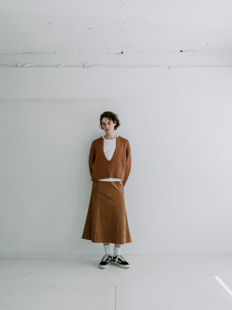 MEYAME LONG SLIT KNIT CAMEL