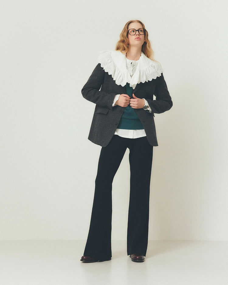 THE SHINZONE / LACE COLLAR BLOUSE 07 BLACK