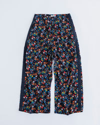 MEYAME  SIDE LINE WIDE PANTS  (FLOWER)  BLACK