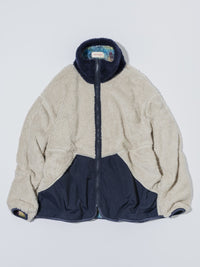 MEYAME PRINT SOLID REVERSIBLE FLEECE JACKET MEY-2511 BLUE