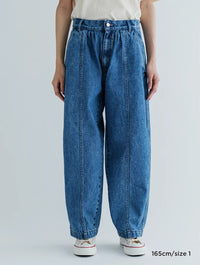 MEYAME DENIM WIDE TUCK PANTS MEY-2516 BLUE