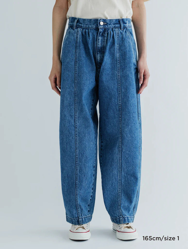 MEYAME DENIM WIDE TUCK PANTS MEY-2516 BLUE