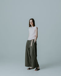 MEYAME  LIGHT RIP STOP SIDE LINE WIDE PANTS MEY-2422 OLIVE