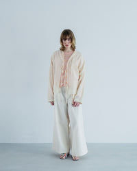 MEYAME   TUCKED JACQUARD BORDER PULLOVER PINK