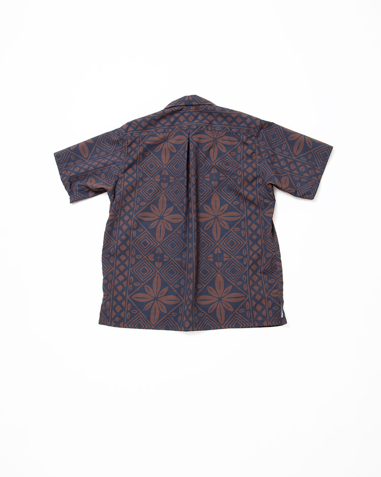 THE CORONA UTILITY  CS097 - FRENCH CAFE SHIRT S/S / Charcoal Grey × Brown CS097-26-02