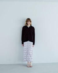 MEYAME   BORDER COTTON KNIT CARDIGAN BLACK