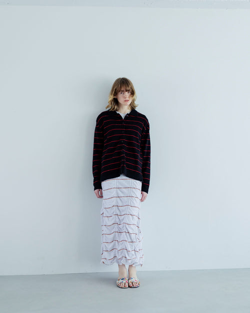 MEYAME   BORDER COTTON KNIT CARDIGAN BLACK