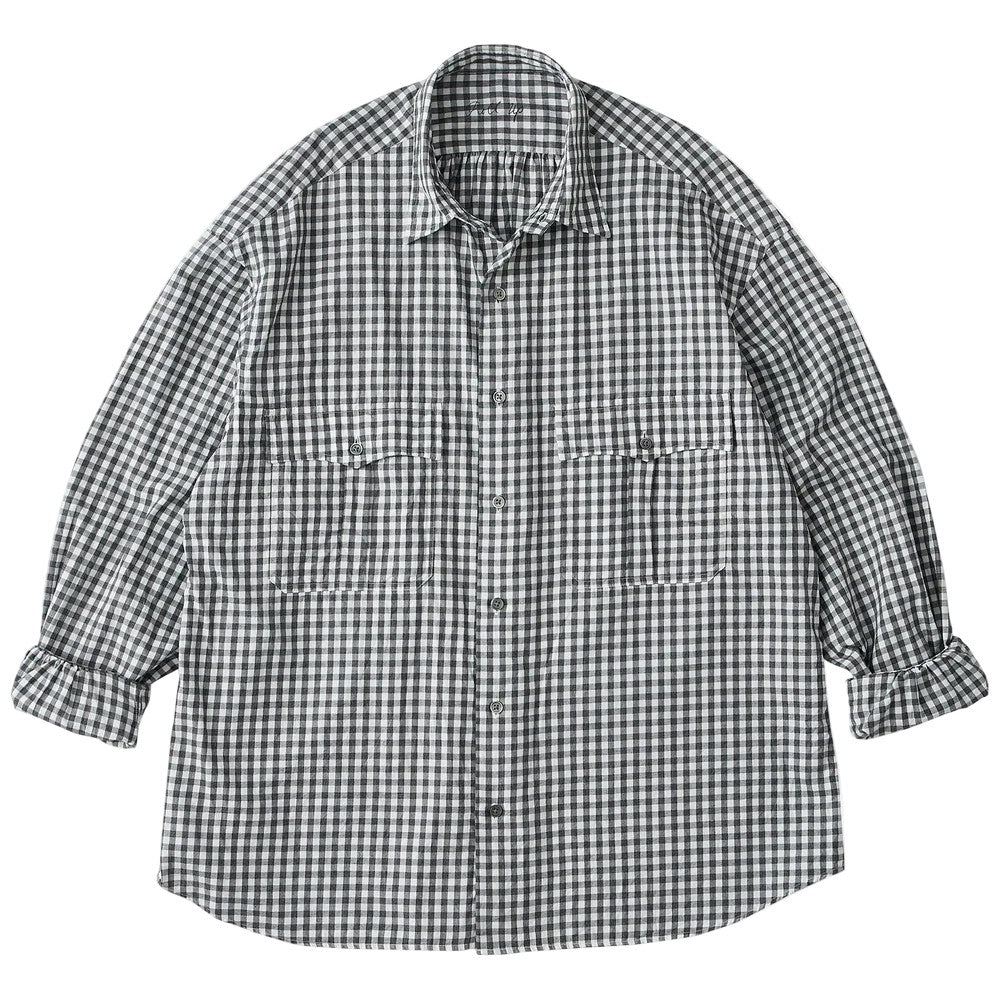 PORTER CLASSIC ROLL UP HEATHER GINGHAM CHECK SHIRT (GIZA 120/2