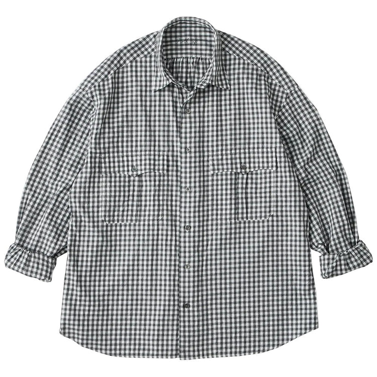 PORTER CLASSIC ROLL UP HEATHER GINGHAM CHECK SHIRT (GIZA 120/2)