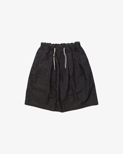 Sillage / circular short pants black denim one wash