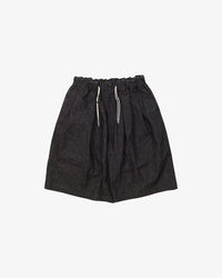 Sillage / circular short pants black denim one wash