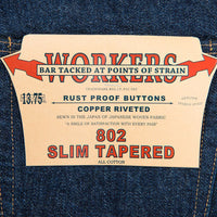 WORKERS  Lot 802 Slim Tapered Jeans 13.75 oz American Cotton 100%, Raw Denim