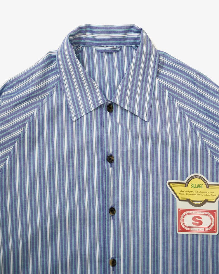 Sillage / big pocket overshirt dead stock blue stripe