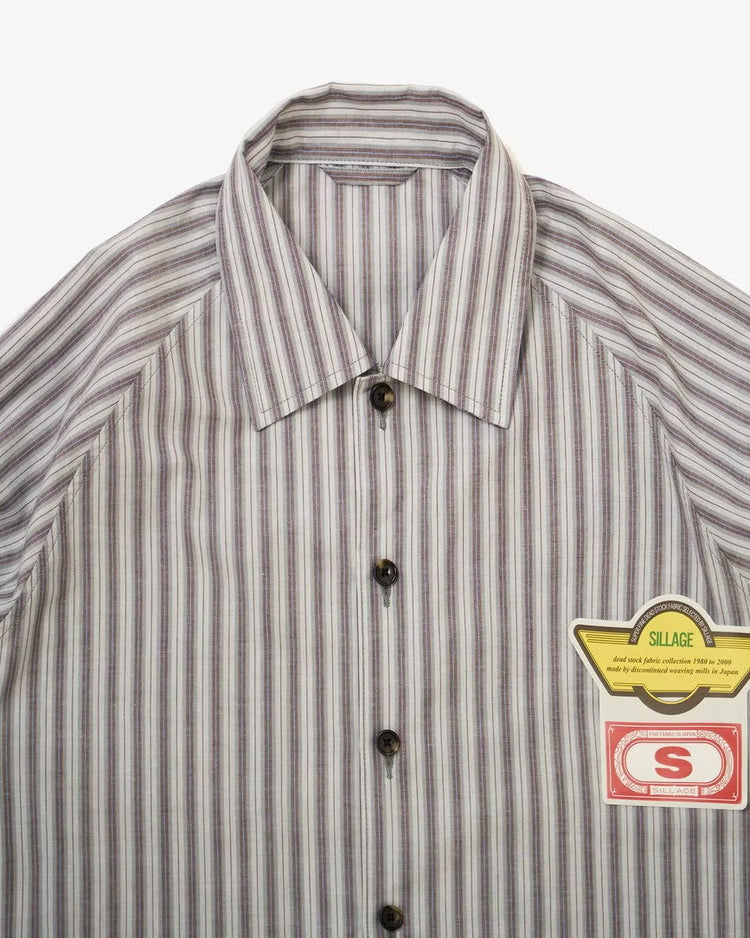 Sillage / big pocket overshirt dead stock gray stripe 