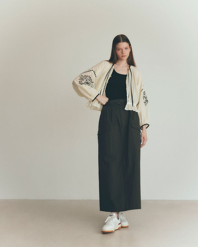 THE SHINZONE  EMBROIDERED BLOUSE 02 ECRU