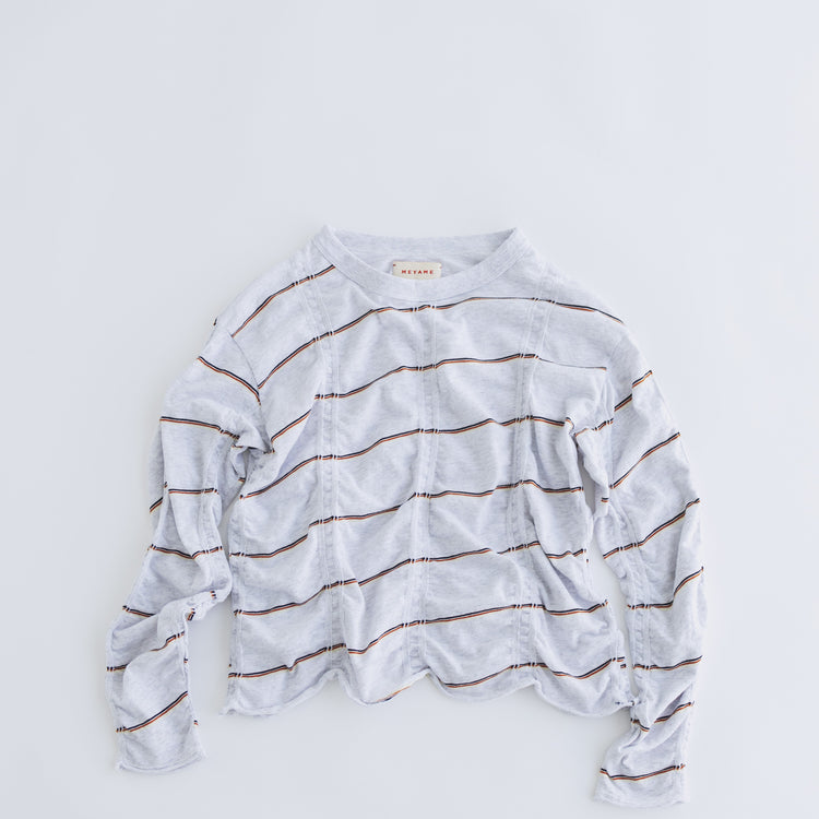 MEYAME   TUCKED JACQUARD BORDER PULLOVER HEATHER GREY