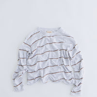 MEYAME / TUCKED JACQUARD BORDER PULLOVER HEATHER GRAY