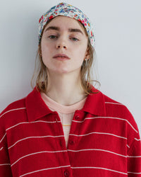 MEYAME   BORDER COTTON KNIT CARDIGAN RED