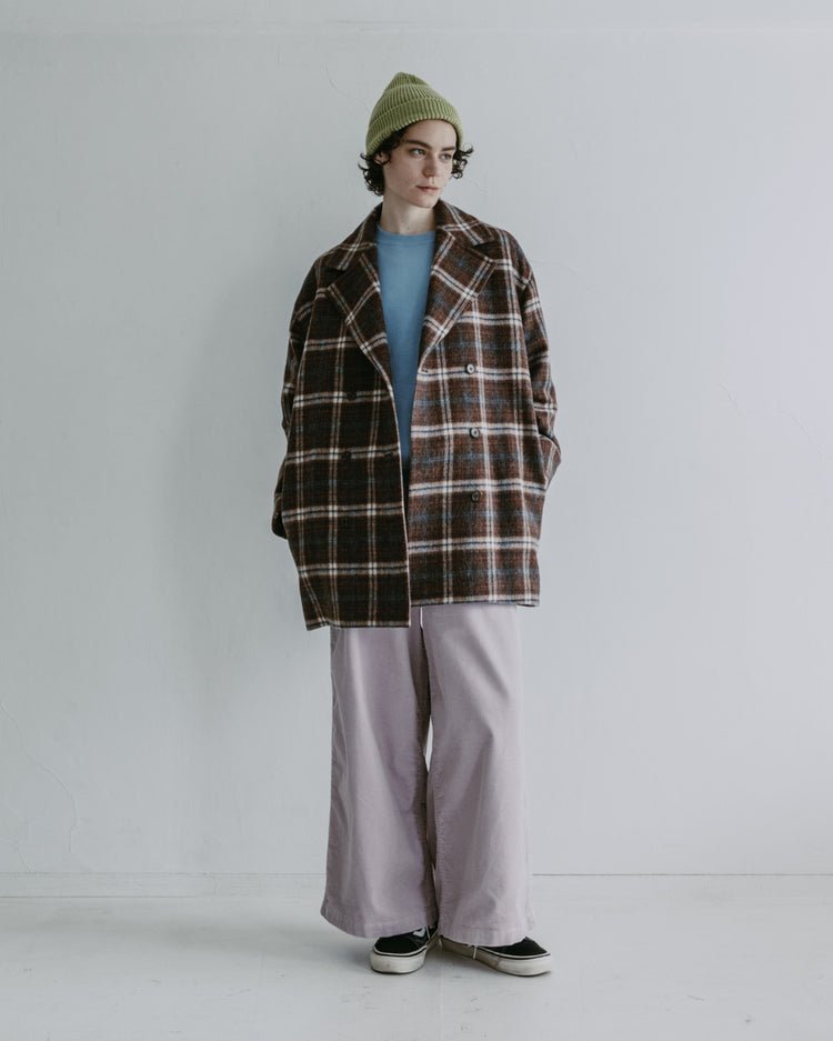MEYAME  WOOL CHECK DOUBLE COAT