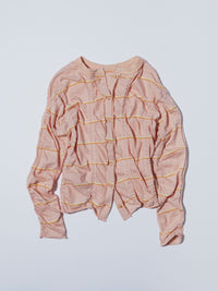 MEYAME TUCKED JACQUARD BORDER CARDIGAN PULLOVER MEY-2500 PINK