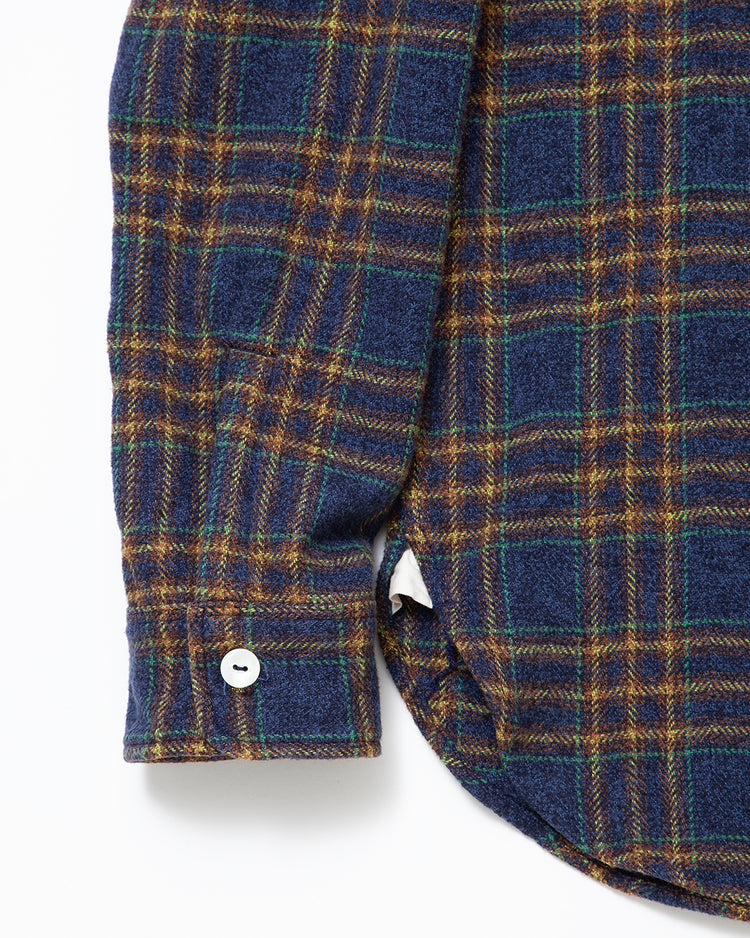 THE CORONA UTILITY   CS001 - NAVY 1POCKET SHIRT / Navy × Green CS001-26-03