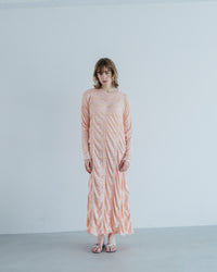 MEYAME   TUCKED JACQUARD BORDER DRESS PINK