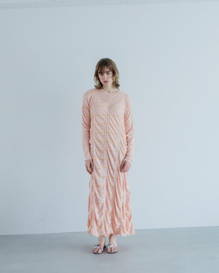 MEYAME   TUCKED JACQUARD BORDER DRESS PINK