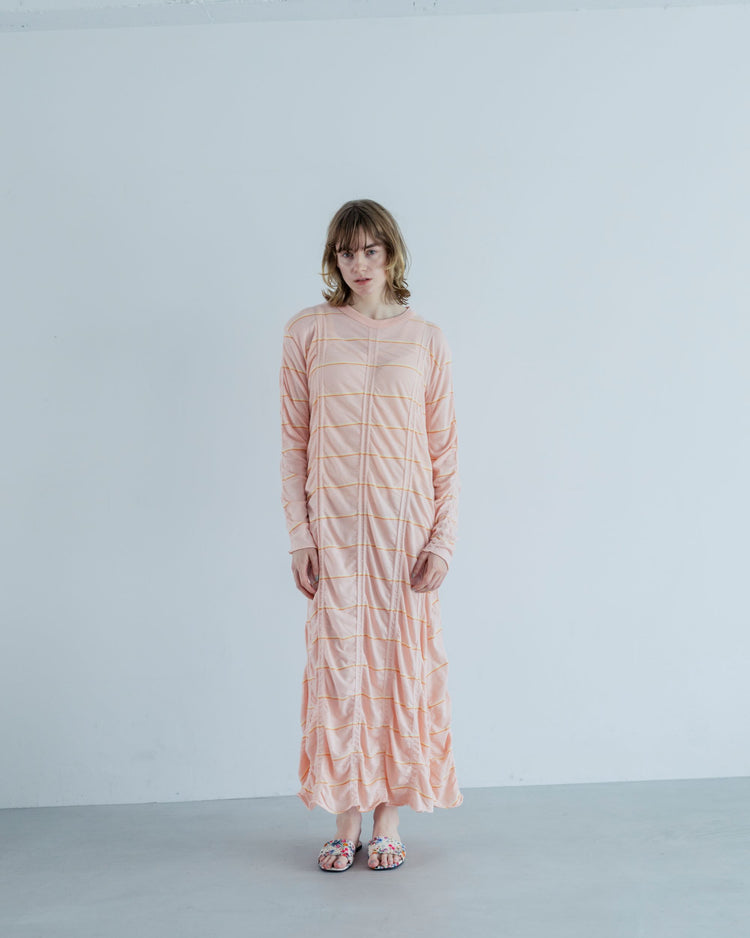 MEYAME   TUCKED JACQUARD BORDER DRESS MEY-2230 PINK