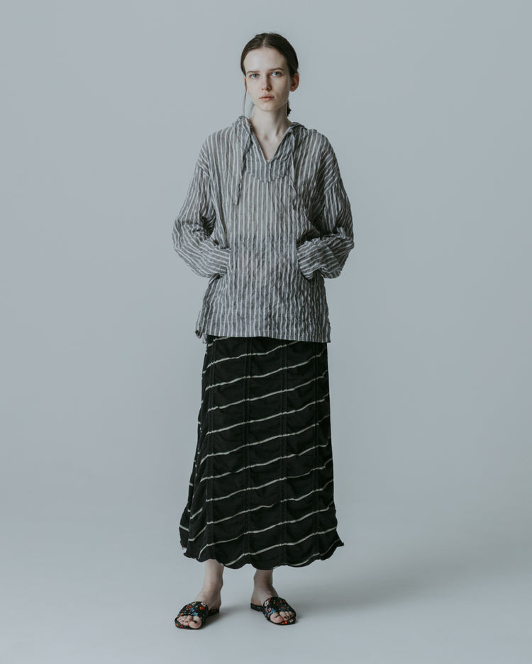 MEYAME  STRIPED LIGHT PARKA MEY-2430 BLACK