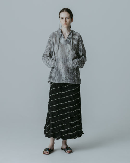 MEYAME  STRIPED LIGHT PARKA MEY-2430 BLACK