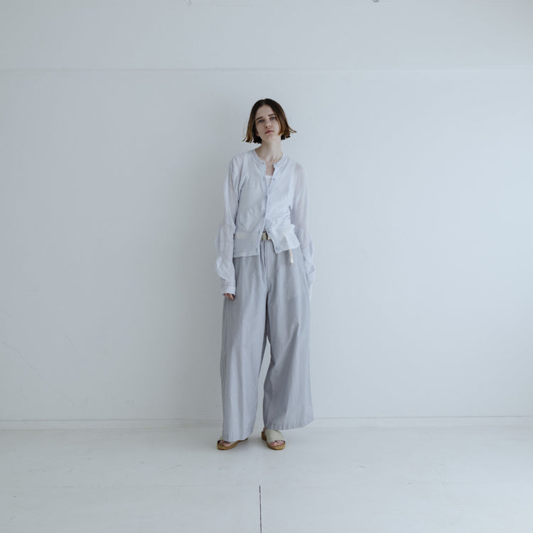 MEYAME / PIN STRIPE SIDE LINE WIDE PANTS BLUE